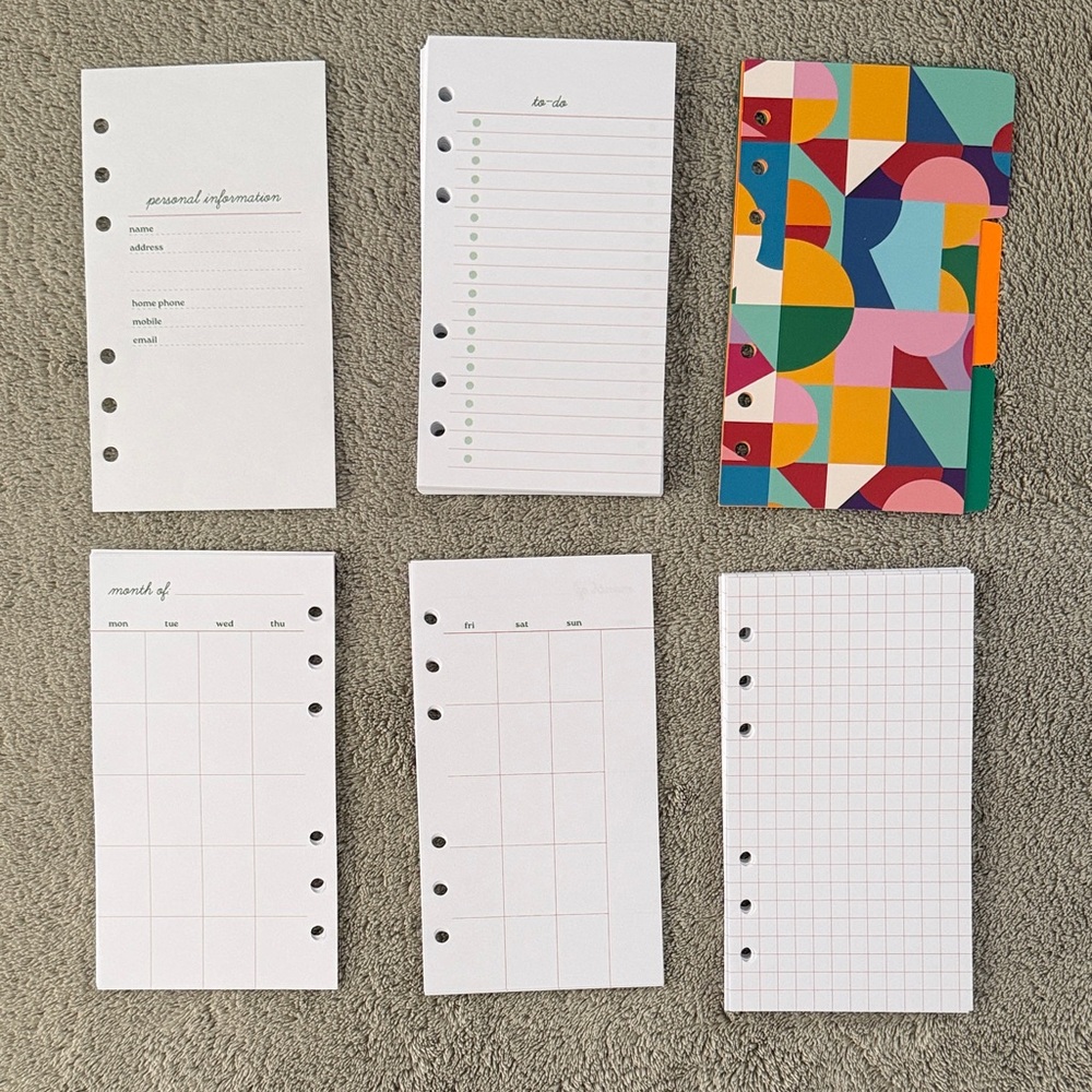 Colorful Undated Planner Inserts